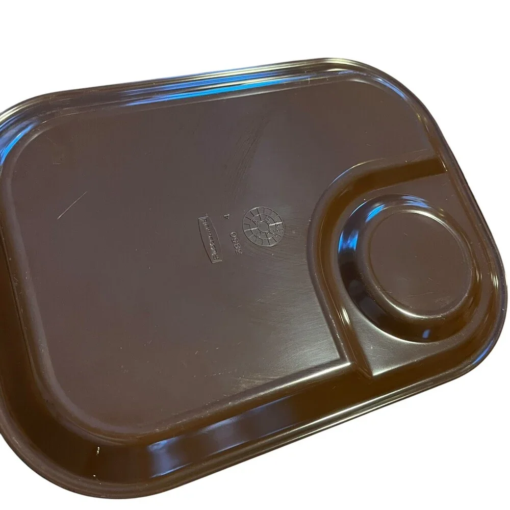 3 VTG Rubbermaid Brown Melamine Snack Trays 11x8